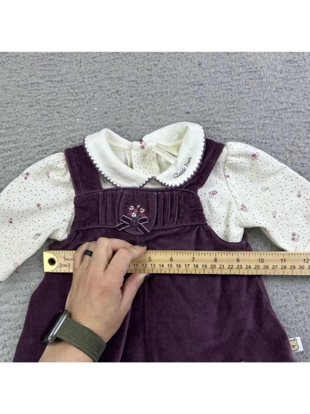 Winnie The Pooh Purple Dress Size Newborn VTG Two Piece Baby Kid